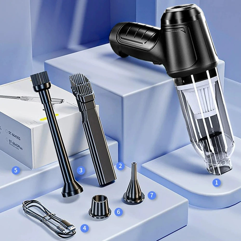 Mini Aspirapolvere Senza Fili Portatile 2-in-1 – Potente Aspirazione e Soffiatore per Casa e Auto